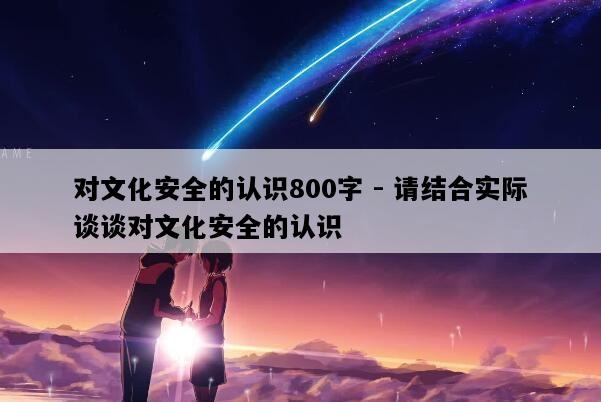 对文化安全的认识800字 - 请结合实际谈谈对文化安全的认识