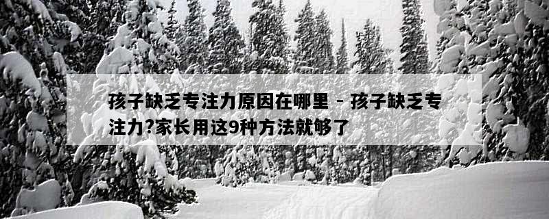 孩子缺乏专注力原因在哪里 - 孩子缺乏专注力?家长用这9种方法就够了