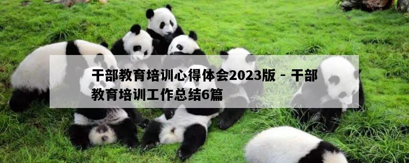 干部教育培训心得体会2023版 - 干部教育培训工作总结6篇