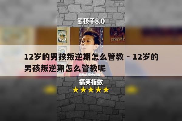 12岁的男孩叛逆期怎么管教 - 12岁的男孩叛逆期怎么管教呢